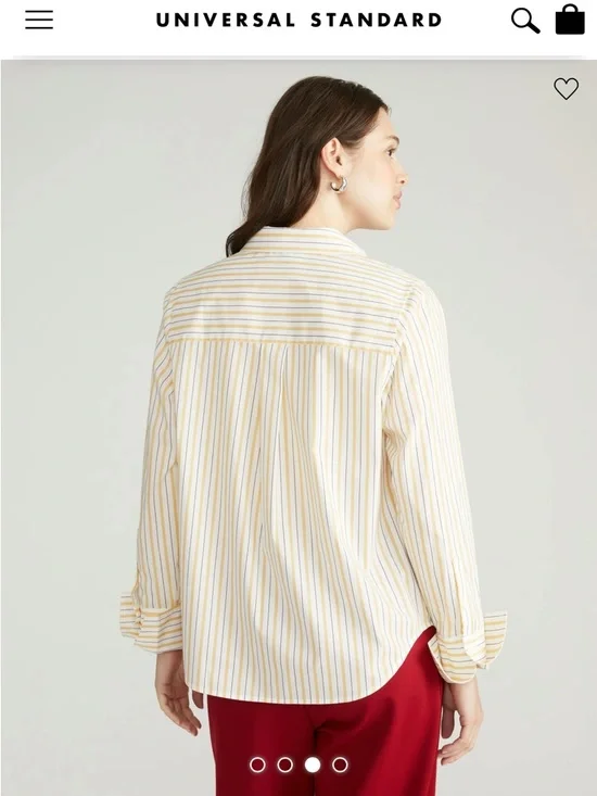 Universal Standard x Henning Madison Shirt in Yellow Stripe- Size M (18-20) - Picture 2 of 3